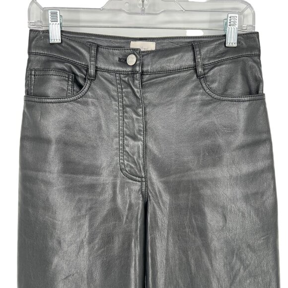 Wilfred Faux Leather Gloss Black High-Waisted Pants Size 4 - Picture 2 of 9